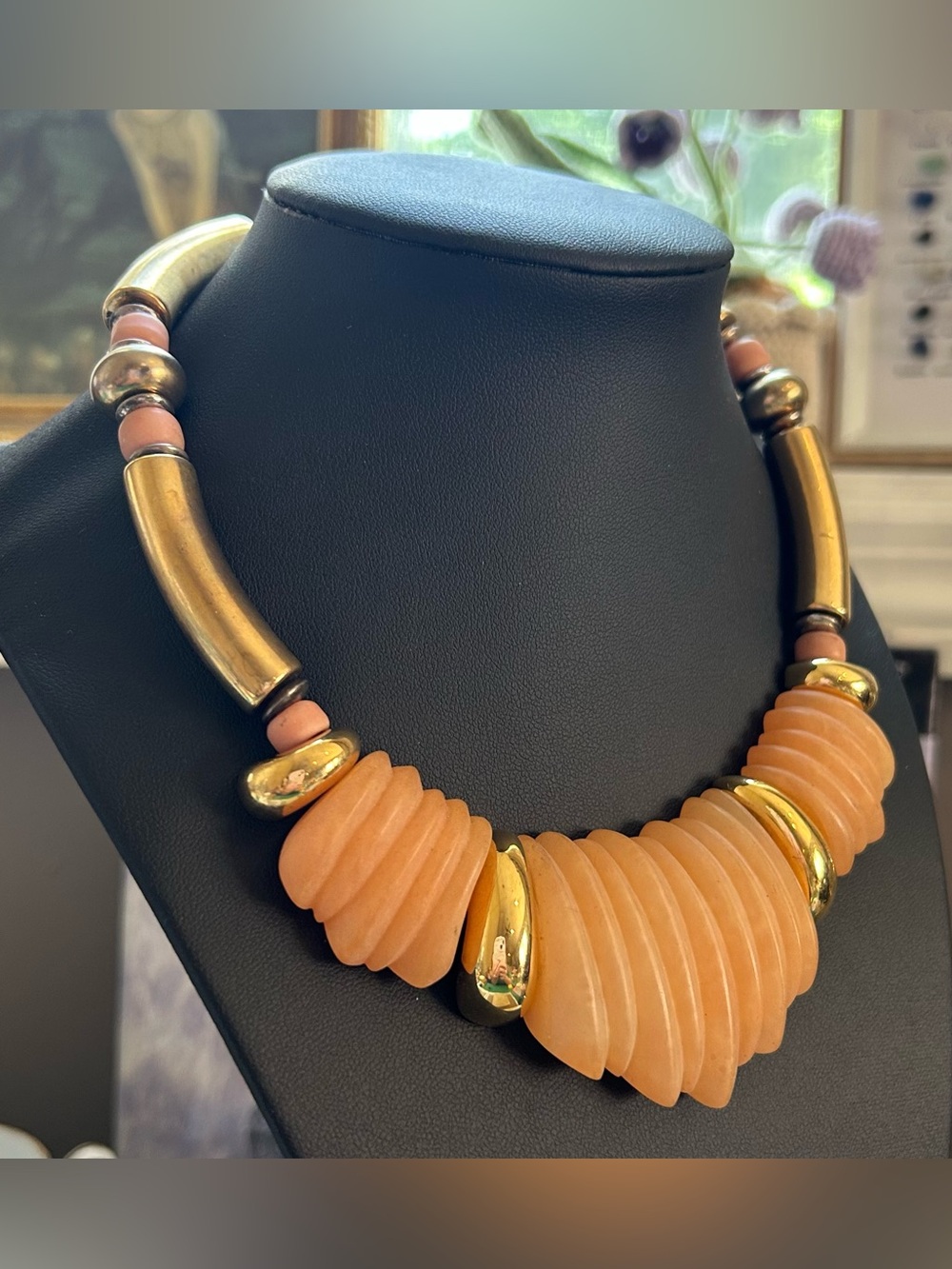 Napier Vintage 1980s Choker Necklace
Gold-tone Muted Peach Lucite Acrylic - Picture 7 of 10